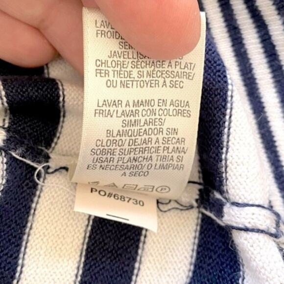 Juicy Couture Navy White Striped Knit Top Size M - Picture 9 of 11